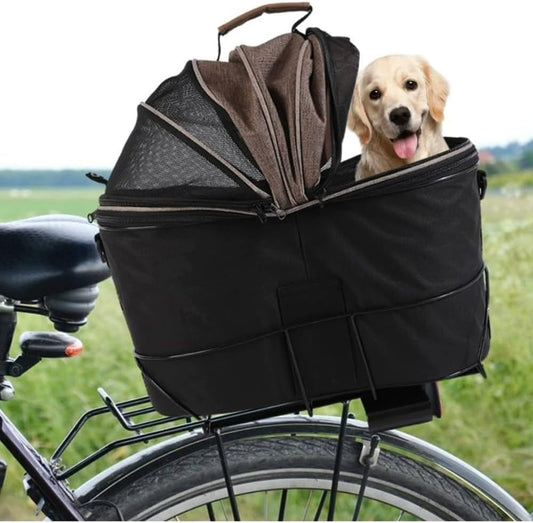 Foldable Bike Pet Rear Basket with Safety Leash & Comfort Pad